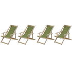Kit 4 Espreguiçadeiras Preguiçosa Dobrável Madeira Maciça Nat