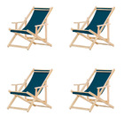 Kit 4 Espreguiçadeiras Preguiçosa Dobrável Madeira Maciça Nat