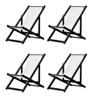 Kit 4 Espreguiçadeiras Preguiçosa Dobrável Sem Braço Black Em