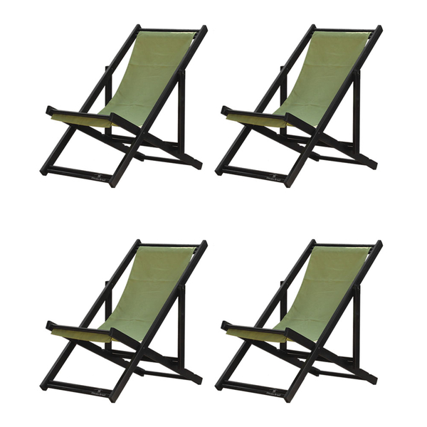 Kit 4 Espreguiçadeiras Preguiçosa Dobrável Sem Braço Black Em