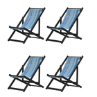 Kit 4 Espreguiçadeiras Preguiçosa Dobrável Sem Braço Black Em