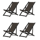 Kit 4 Espreguiçadeiras Preguiçosa Dobrável Sem Braço Black Em