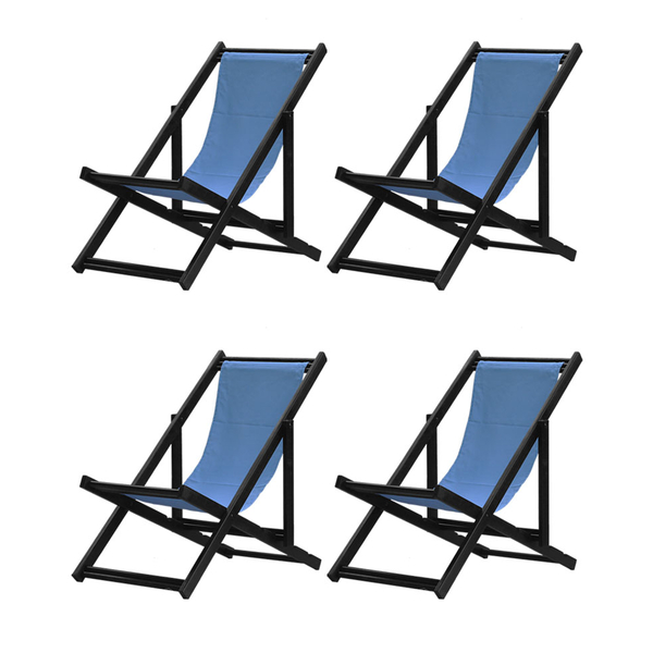 Kit 4 Espreguiçadeiras Preguiçosa Dobrável Sem Braço Black Em