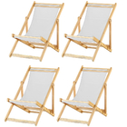 Kit 4 Espreguiçadeiras Preguiçosa Dobrável Sem Braço Madeira