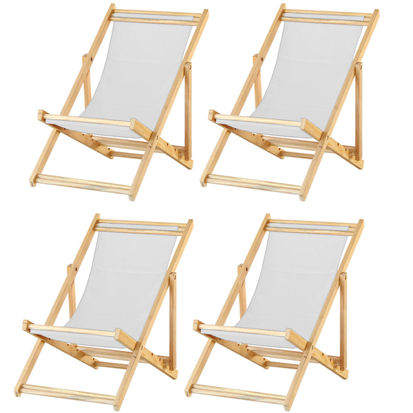 Kit 4 Espreguiçadeiras Preguiçosa Dobrável Sem Braço Madeira