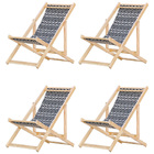 Kit 4 Espreguiçadeiras Preguiçosa Dobrável Sem Braço Madeira