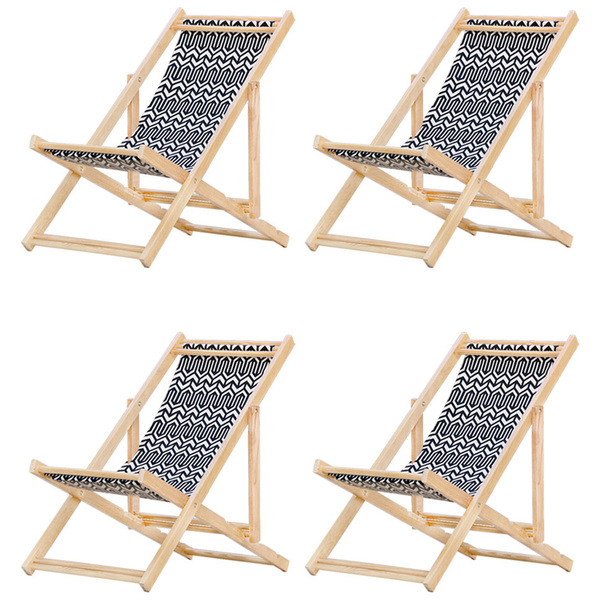 Kit 4 Espreguiçadeiras Preguiçosa Dobrável Sem Braço Madeira