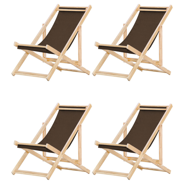 Kit 4 Espreguiçadeiras Preguiçosa Dobrável Sem Braço Madeira