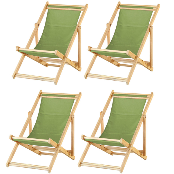 Kit 4 Espreguiçadeiras Preguiçosa Dobrável Sem Braço Madeira