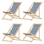 Kit 4 Espreguiçadeiras Preguiçosa Dobrável Sem Braço Madeira