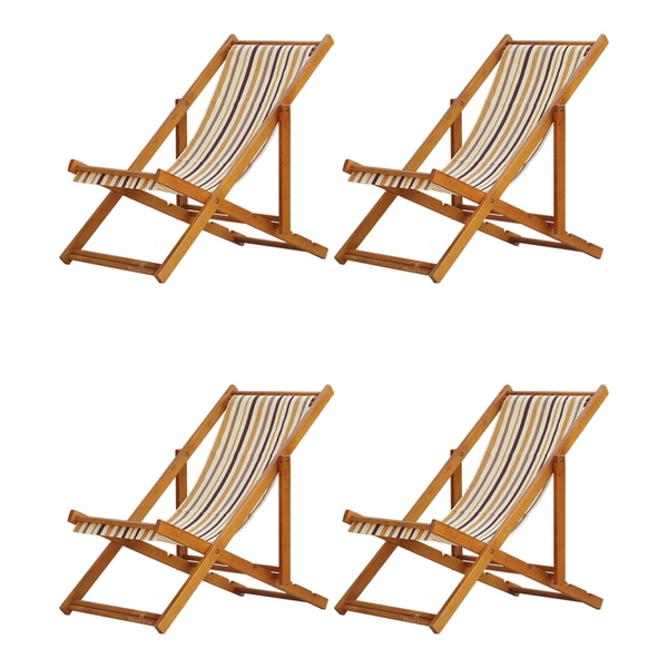 Kit 4 Espreguiçadeiras Preguiçosa Dobrável Sem Braço Mel Em M