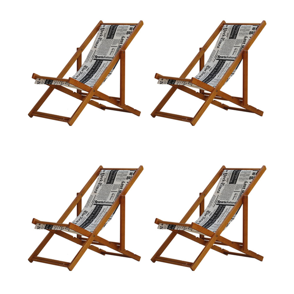 Kit 4 Espreguiçadeiras Preguiçosa Dobrável Sem Braço Mel Em M