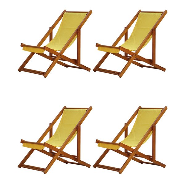 Kit 4 Espreguiçadeiras Preguiçosa Dobrável Sem Braço Mel Em M