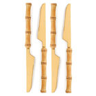 Kit 4 Facas Inox Douradas - Wolff Tulum - Cabo Bambu Natural
