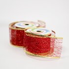 Kit 4 Fita Aramada Vermelha Decoração Natalina 6,3cm X 2,7m