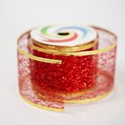 Kit 4 Fita Aramada Vermelha Decoração Natalina 6,3cm X 2,7m