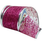 Kit 4 Fitas Aramadas Gliter Rosa Prata Natalino 6,3cm 2,7m