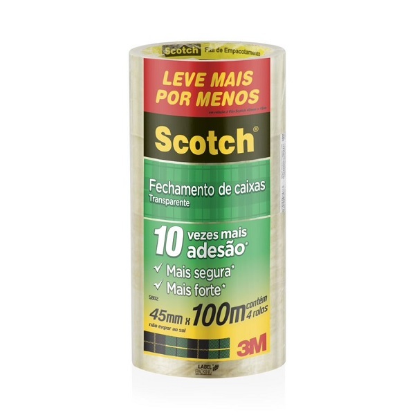 Kit 4 Fitas De Empacotamento 3m Scotch 5802 45mm X 100m