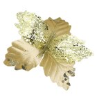 Kit 4 Flor De Natal Dourada Artificial Com Brilho 19cm