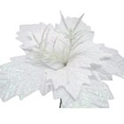 Kit 4 Flores Artificial Gliter Branco Enfeite Natalino 25cm