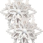 Kit 4 Flores Natal Com Glitter Branco Enfeite Natalino 10cm