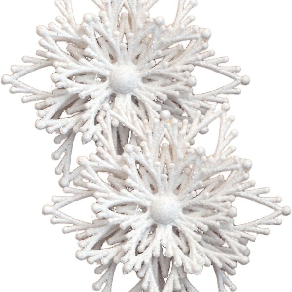 Kit 4 Flores Natal Com Glitter Branco Enfeite Natalino 10cm