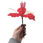 Kit 4 Flores Vermelhas Com Cabo Artificial Decoração De Natal