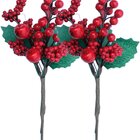 Kit 4 Galho Jardim Artificial Natal Frutas Vermelha De 25cm