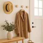 Kit 4 Ganchos De Madeira Pinus Cabideiro De Parede Redondo Bo