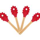 Kit 4 Garfos Para Massas De Silicone Cabo De Bamboo Mor Verme