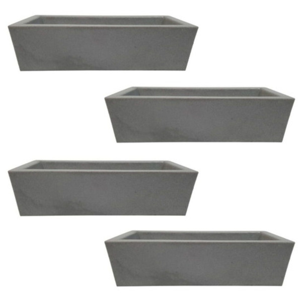 Kit 4 Jardineiras De Planta Cinza 37x15 Floreira Polietileno