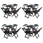 Kit 4 Jogos De Mesa Com 4 Cadeiras De Madeira Dobravel 70x70