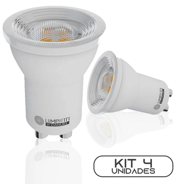 Kit 4 Lâmpada Led Mini Dicroica Mr11 4w Luminatti 2700k Branc