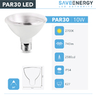 Kit 4 Lâmpada Led Par30 10w Save Energy 2700k Branco Quente