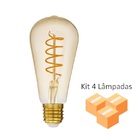 Kit 4 Lâmpadas De Filamento Led St64 Spiral 4w Bivolt