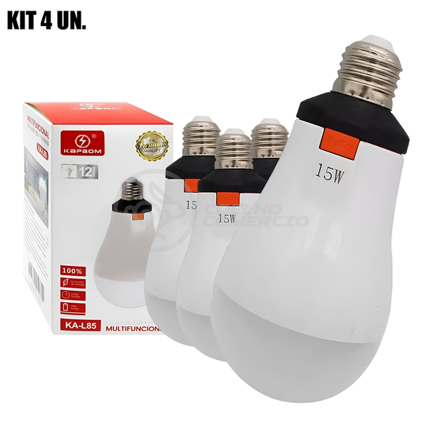 Kit 4 Lâmpadas Emergenciais Led Recarregáveis Ka-l85 Com 12h