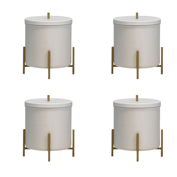 Kit 4 Lixeiras Brancas 6 Litros Level