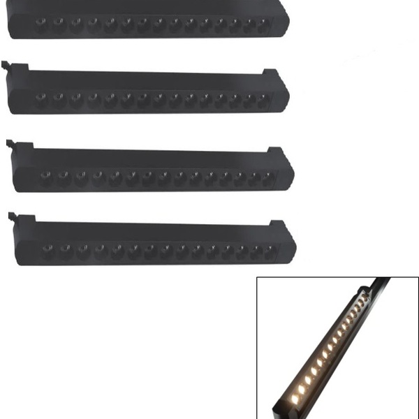 Kit 4 Luminária Led Pontual Linear 30w 3000k Para Trilho Pret