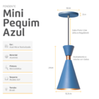 Kit 4 Luminária Pendente Mini Pequim 24cm Balcão Bancada Azul