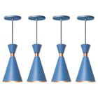 Kit 4 Luminária Pendente Mini Pequim 24cm Balcão Bancada Azul