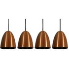 Kit 4 Luminária Pendente Oval 24x18.5cm Cobre Bivolt