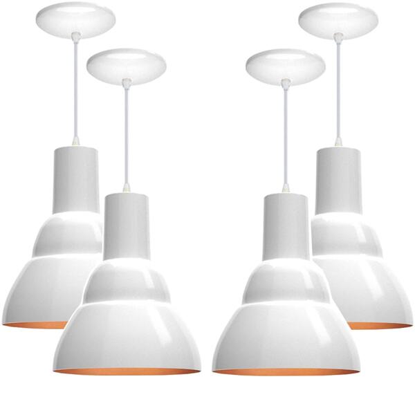 Kit 4 Luminária Pendente Refletor Prv Branco / Cobre