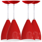 Kit 4 Luminarias Pendente Bala -  Vermelho / Branco
