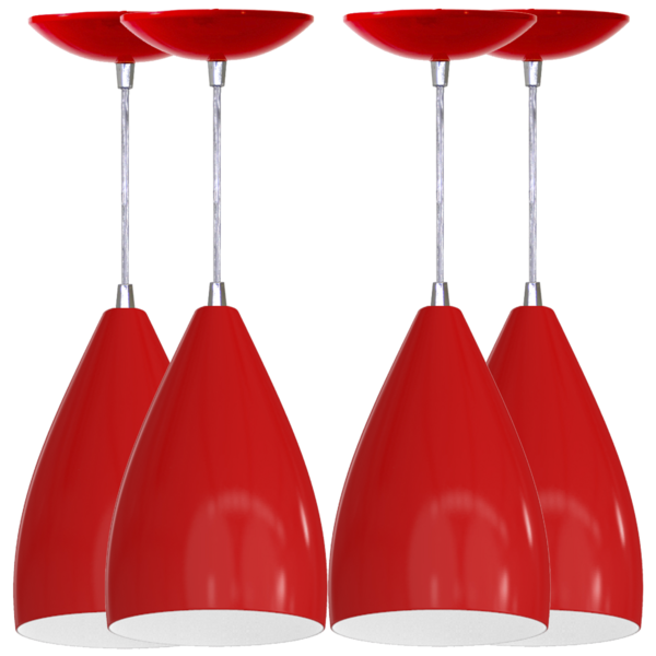 Kit 4 Luminarias Pendente Bala -  Vermelho / Branco
