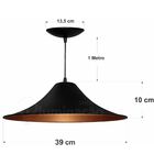 Kit 4 Luminarias Pendente Chapéu Chinês -   Preto Brilho / Br