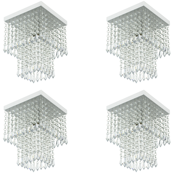 Kit 4 Lustre De Cristal Acrilico Marrycrilic Branco