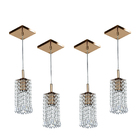 Kit 4 Lustre Pendente Clearcrillic Cristal De Acrílico Cobre