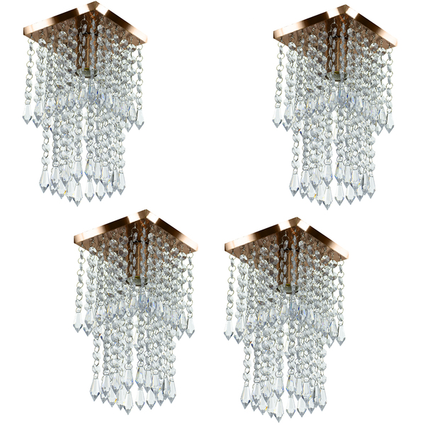 Kit 4 Lustre Plafon De Cristal Acrilico Spark Cobre
