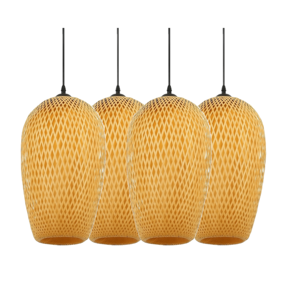 Kit 4 Lustres Pendente Java White Arrow Em Bambu Natural – 40