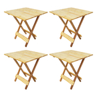 Kit 4 Mesas 70x70 De Madeira Dobravel Robust Natural